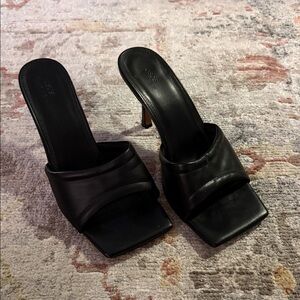 ASOS Size 10 Black Square Toe Soft Mules Heels